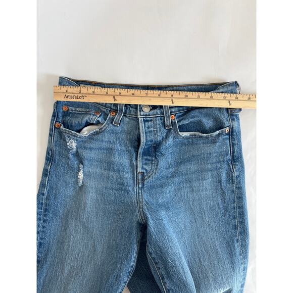 LEVIS PREMIUM WOMENS WEDGIE SKINNY DISTRESED BUTTON FRONT JEANS SIZE 28 - Picture 14 of 16